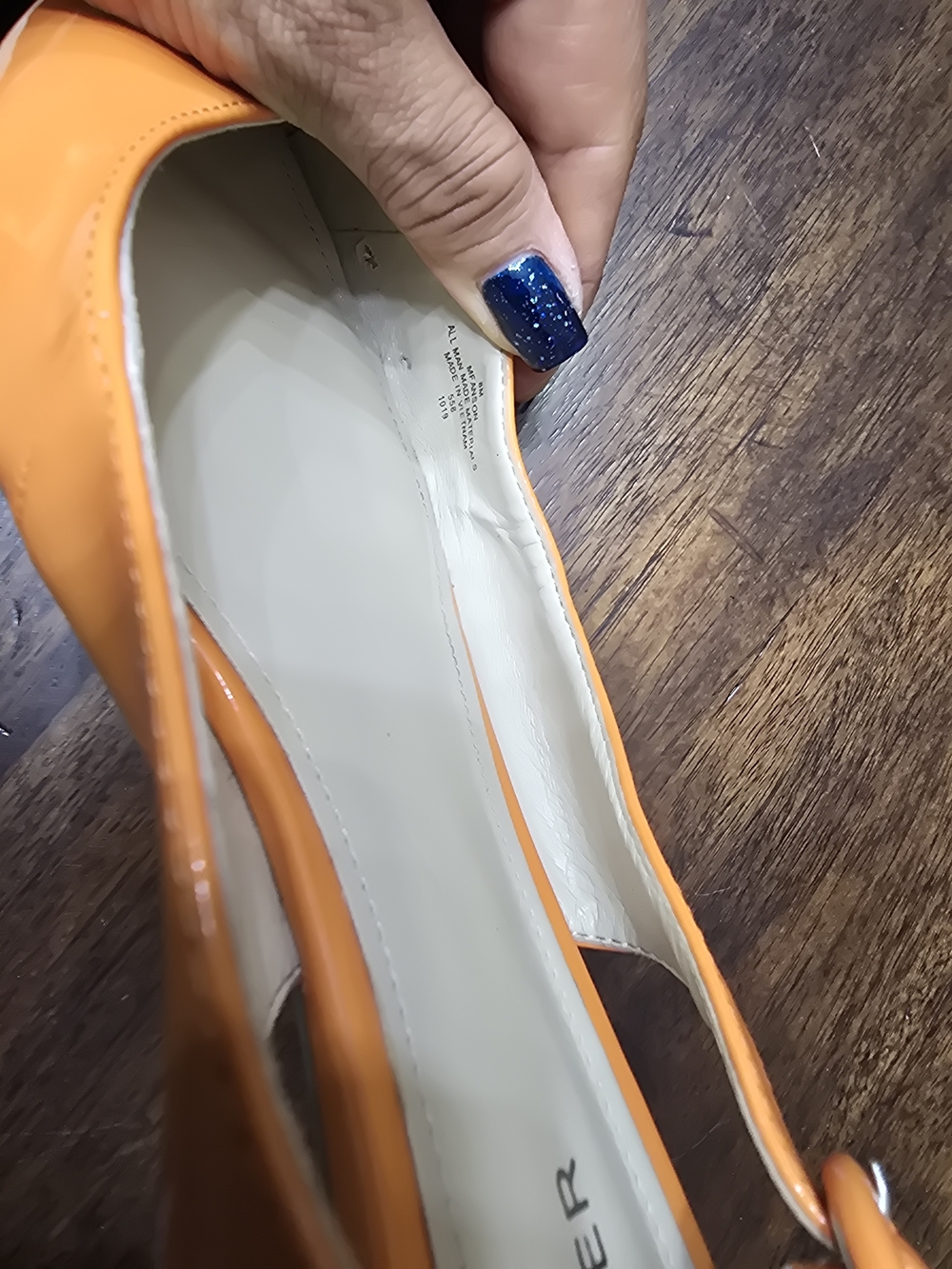 Marc Fisher Orange Patent Pointed Slingback Flats - Picture 4 of 11